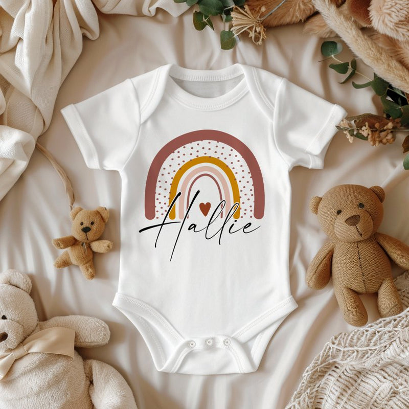 Boho Rainbow Personalised Name Baby Bodysuit - Little Lili Store