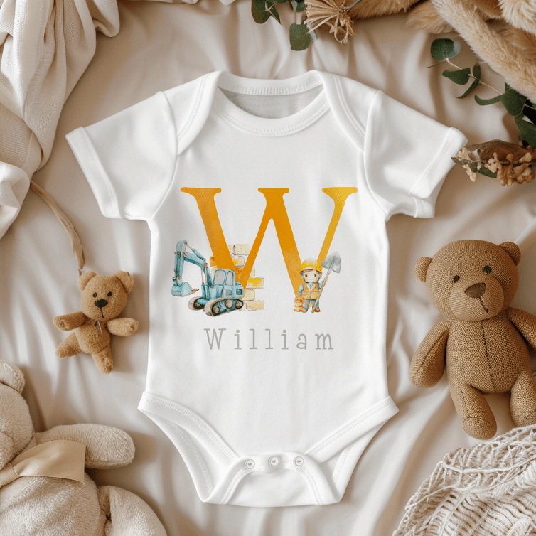 Builder Construction Theme Personalised Baby Bodysuit - Little Lili Store