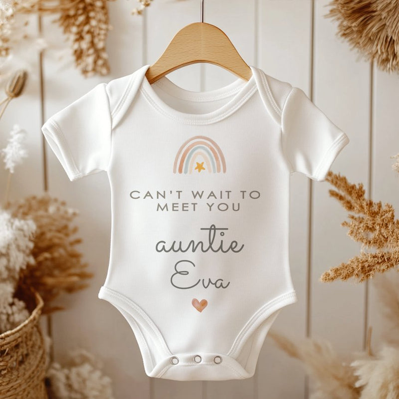 Can't Wait To Meet You Auntie Personalised Baby Announcement Bodysuit - Little Lili Store