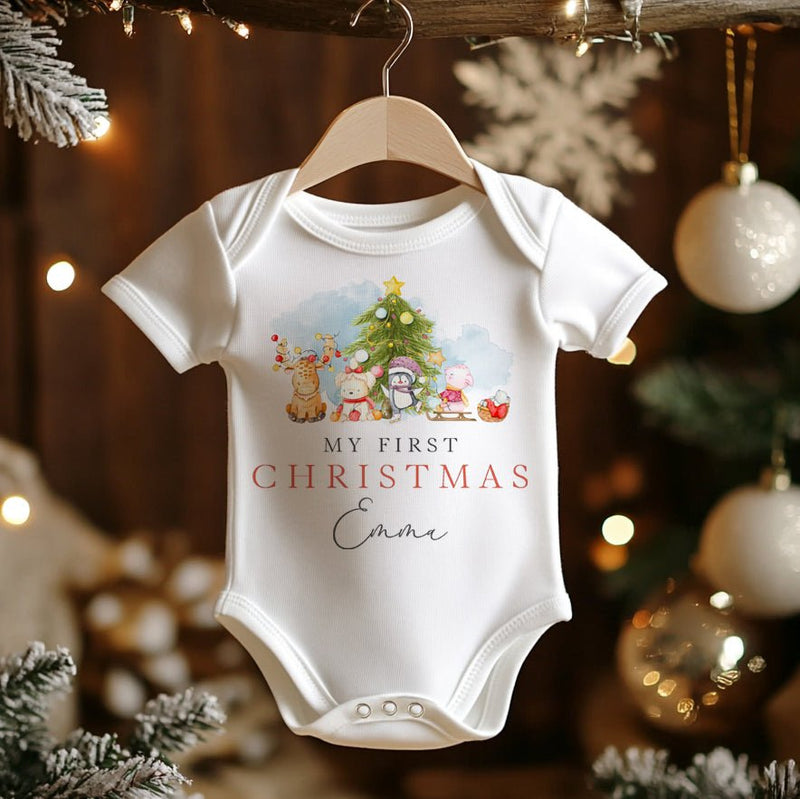 Christmas Animals Personalised Baby Bodysuit - Little Lili Store