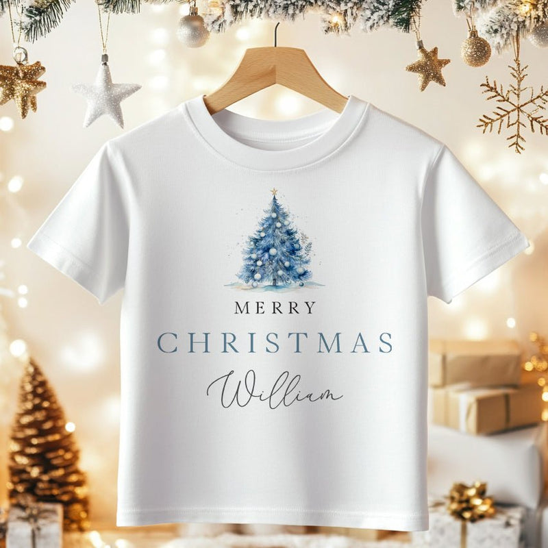 Christmas Blue Theme Personalised Toddler & Kids T Shirt - Little Lili Store