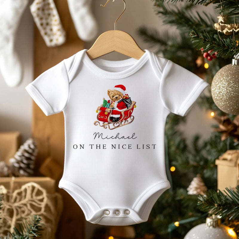 Christmas On The Nice List Personalised Baby Bodysuit - Little Lili Store