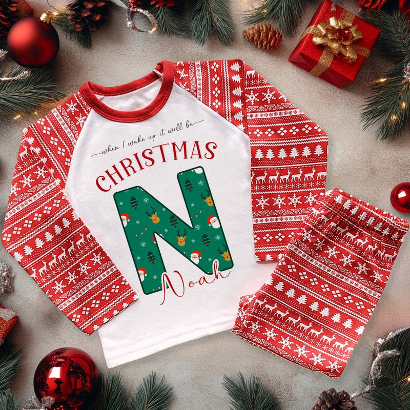 Christmas Pattern Personalised Kids Pyjamas Set - Little Lili Store