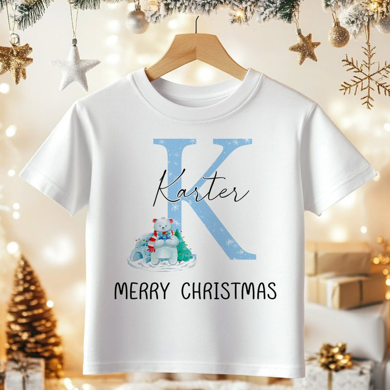 Christmas Personalised (Blue) Toddler & Kids T Shirt - Little Lili Store