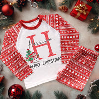 Christmas Personalised Name With Initial Letter Kids Pyjamas Set - Little Lili Store