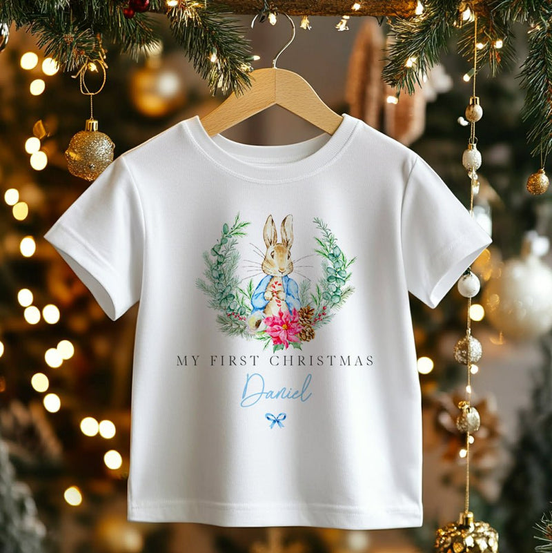 Christmas Peter Rabbit Inspired Boy Personalised Toddler & Kids T Shirt - Little Lili Store