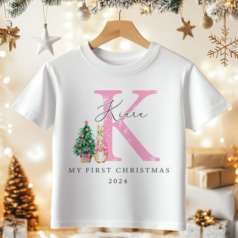 Christmas Peter Rabbit Inspired Girl Personalised Toddler & Kids T Shirt - Little Lili Store