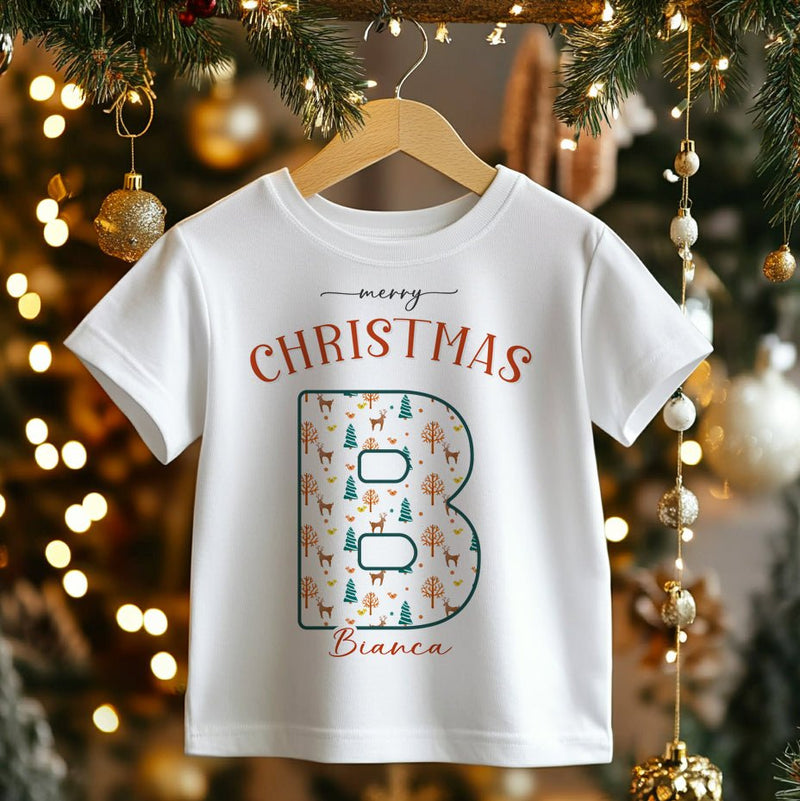 Christmas Reindeer Pattern Personalised Toddler & Kids T Shirt - Little Lili Store