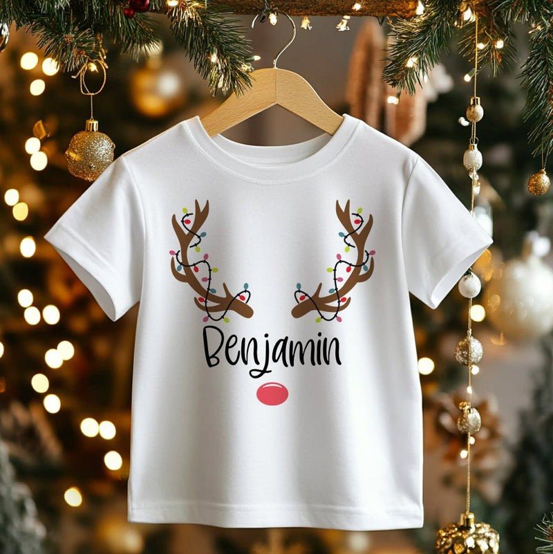 Christmas Reindeer Personalised Boy Toddler & Kids T Shirt - Little Lili Store