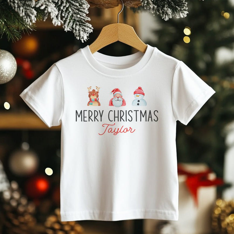 Christmas Santa Reindeer Snowman Personalised Toddler & Kids T Shirt - Little Lili Store