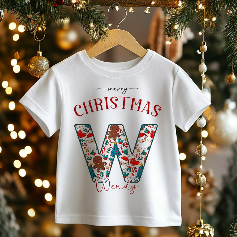 Christmas Theme Pattern Personalised Toddler & Kids T Shirt - Little Lili Store