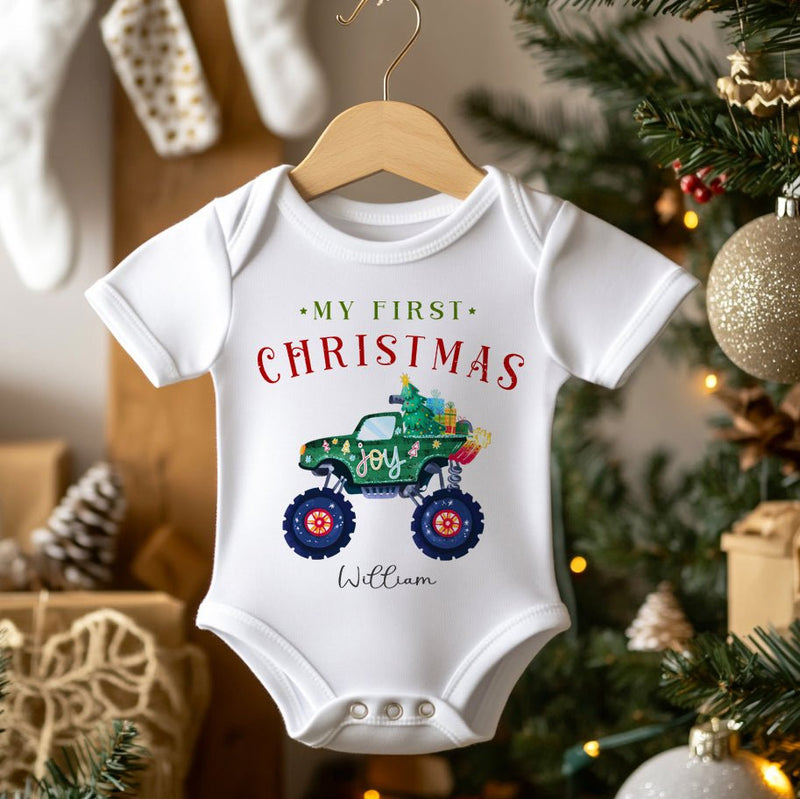 Christmas Truck Personalised Baby Bodysuit - Little Lili Store