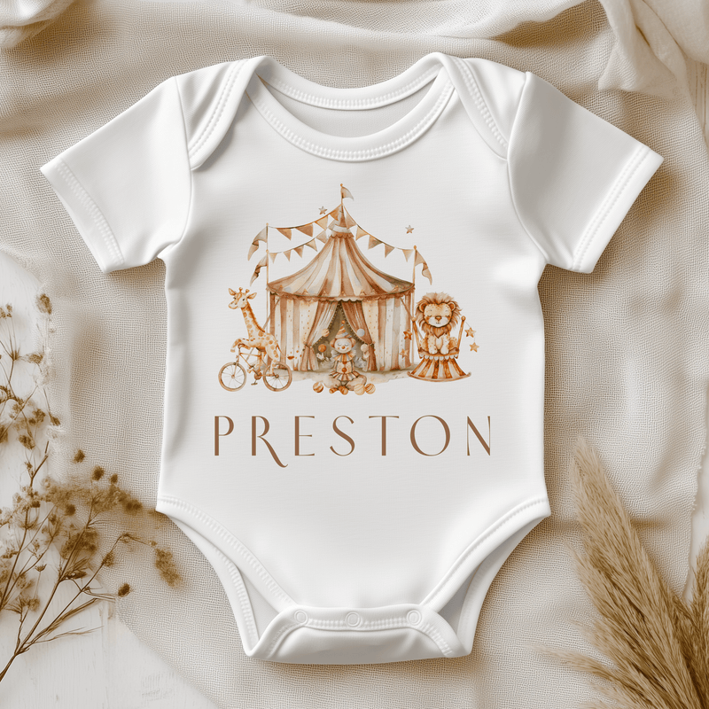 Circus Theme Personalised Baby Bodysuit - Little Lili Store