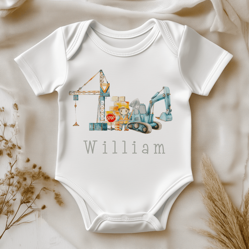 Construction Builder Theme Personalised Baby Bodysuit - Little Lili Store