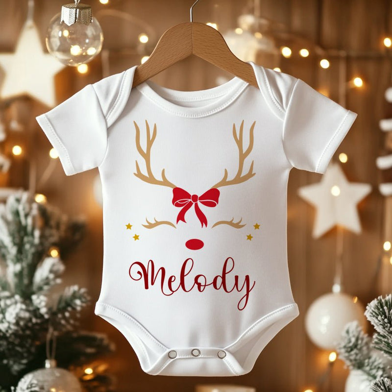 Cute Reindeer Christmas Personalised Baby Bodysuit - Little Lili Store