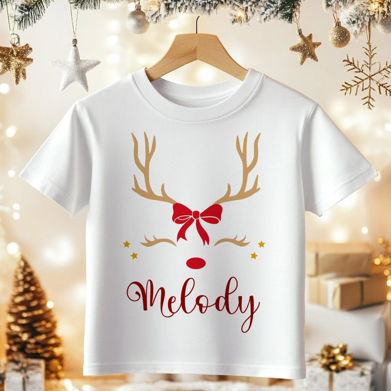 Cute Reindeer Christmas Personalised Toddler & Kids T Shirt - Little Lili Store