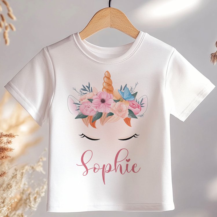 Cute Unicorn Girl Personalised Toddler & Kids T Shirt - Little Lili Store