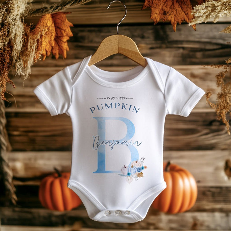 Cutest Little Pumpkin Blue Theme Personalised Baby Bodysuit - Little Lili Store