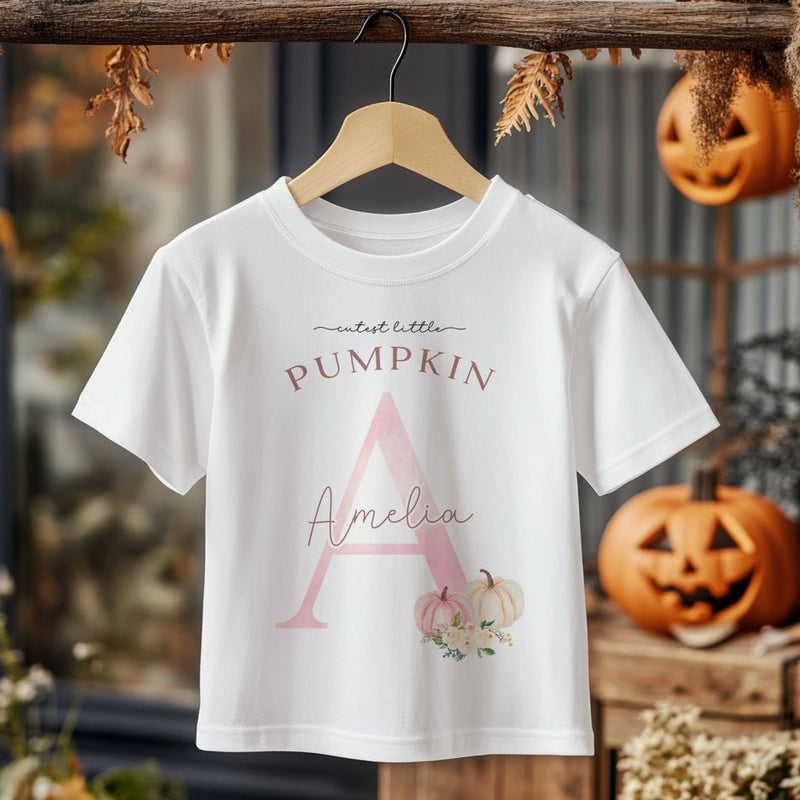 Cutest Little Pumpkin Pink Theme Personalised Toddler & Kids T Shirt - Little Lili Store