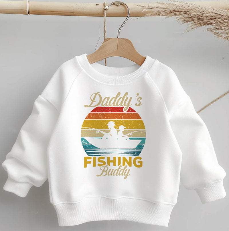 Daddy's Fishing Buddy Retro Toddler & Kids Sweatshirt - Little Lili Store