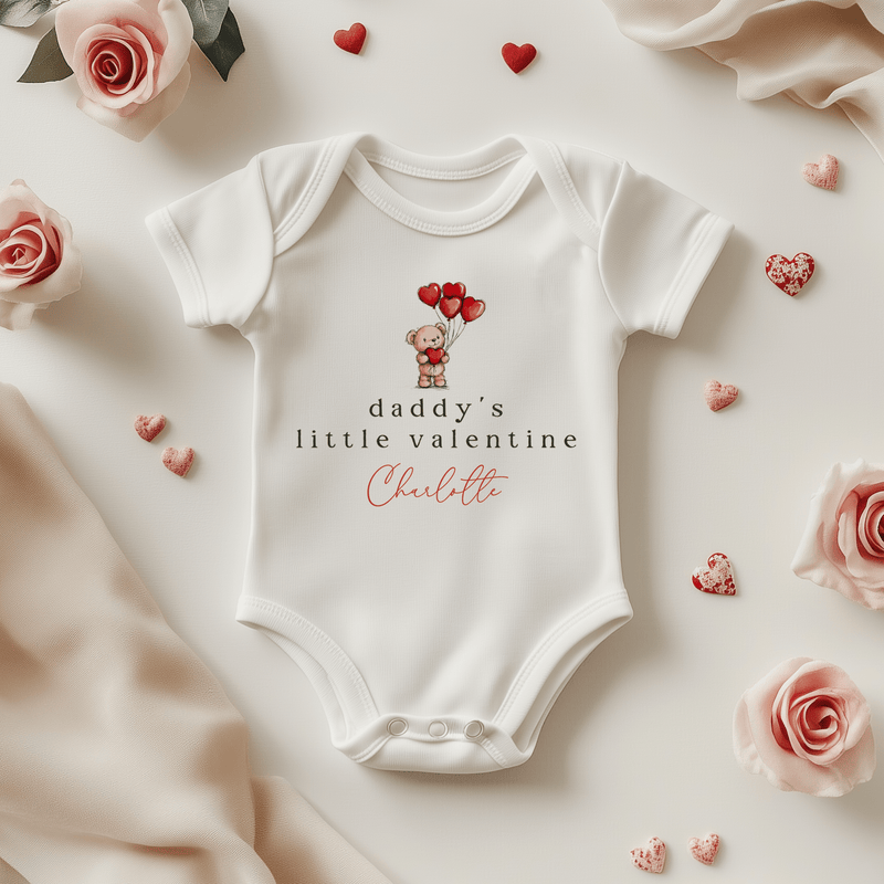 Daddy's Little Valentine Personalised Baby Bodysuit - Little Lili Store