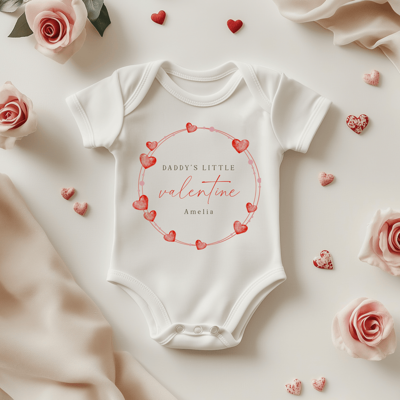 Daddy's Valentine Wreath Personalised Baby Bodysuit - Little Lili Store