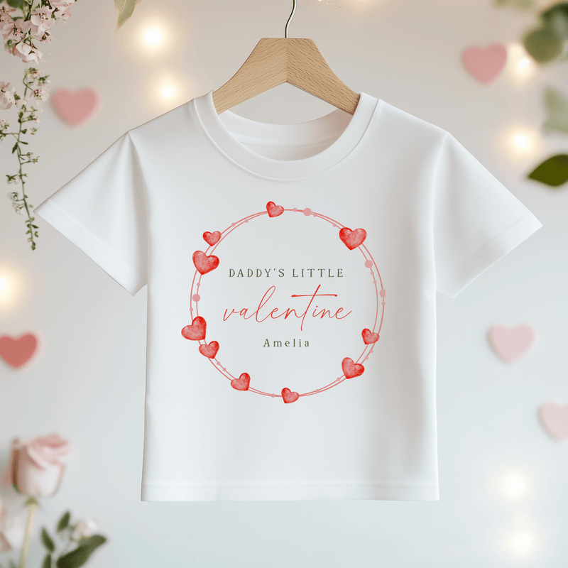 Daddy's Valentine Wreath Personalised Toddler & Kids T Shirt - Little Lili Store