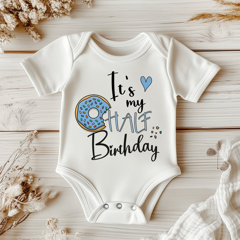 Donut It's my Half Birthday Boy Baby Bodysuit - Little Lili Store