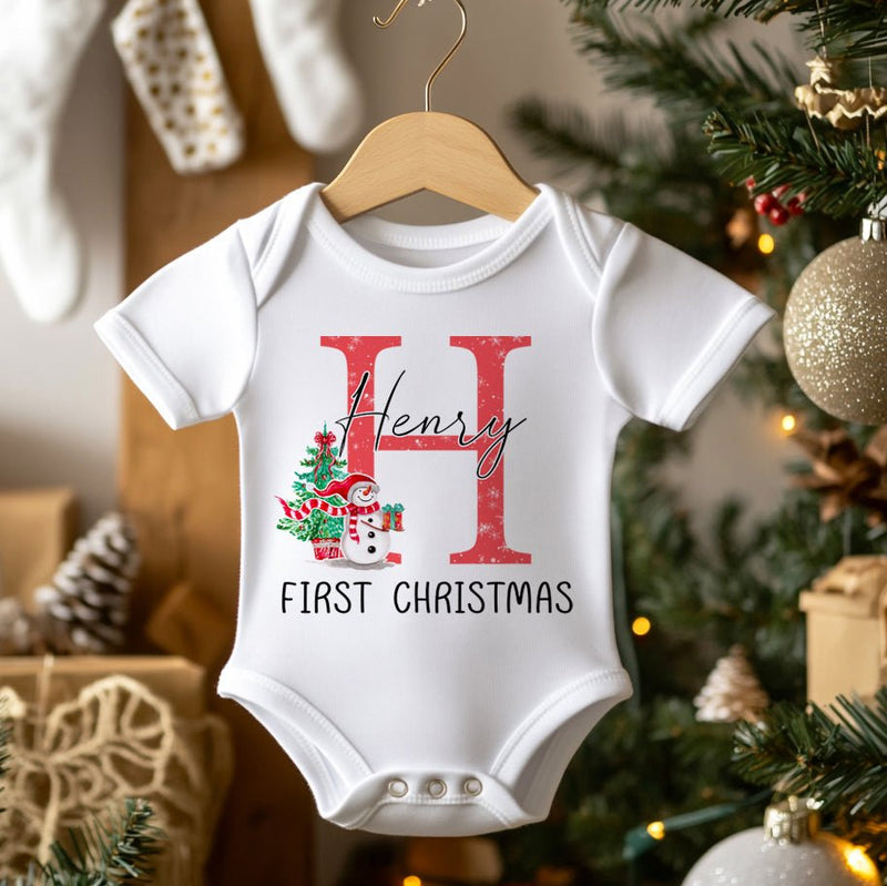 First Christmas Personalised (Red) Baby Bodysuit - Little Lili Store