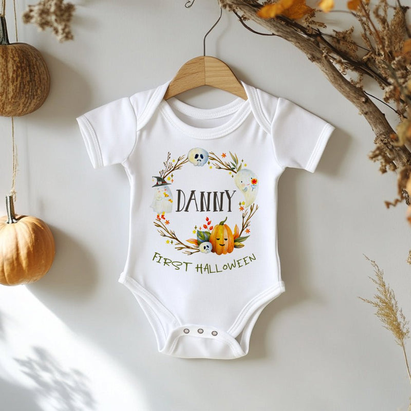 First Halloween Wreath Personalised Baby Bodysuit - Little Lili Store