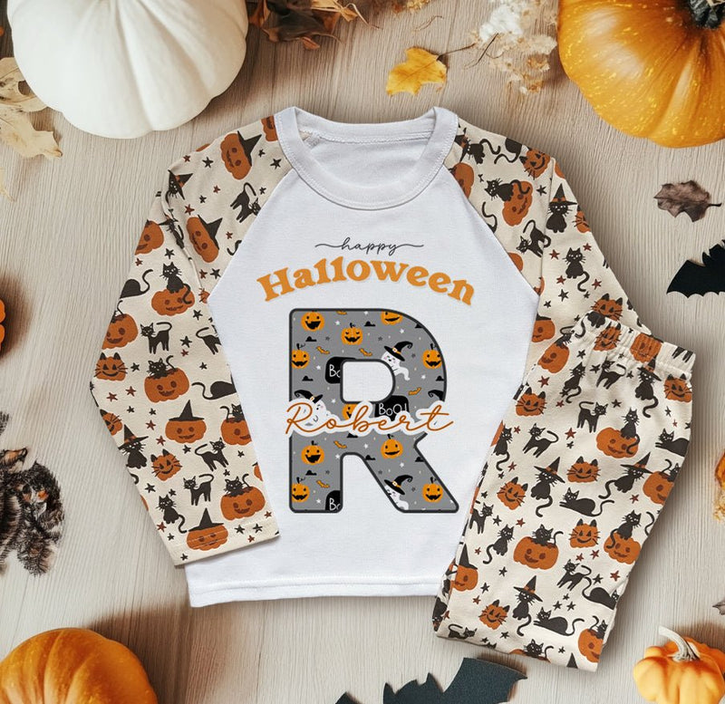 Halloween Personalised Name With Initial Kids Pyjamas Set - Little Lili Store