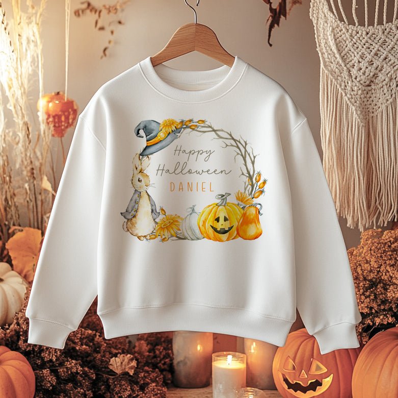 Halloween Peter Rabbit Inspired Wreath Personalised Toddler & Kids Sweatshirt - Little Lili Store