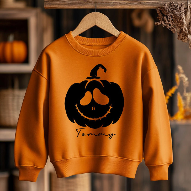 Halloween Pumpkin Personalised Toddler & Kids Sweatshirt - Little Lili Store