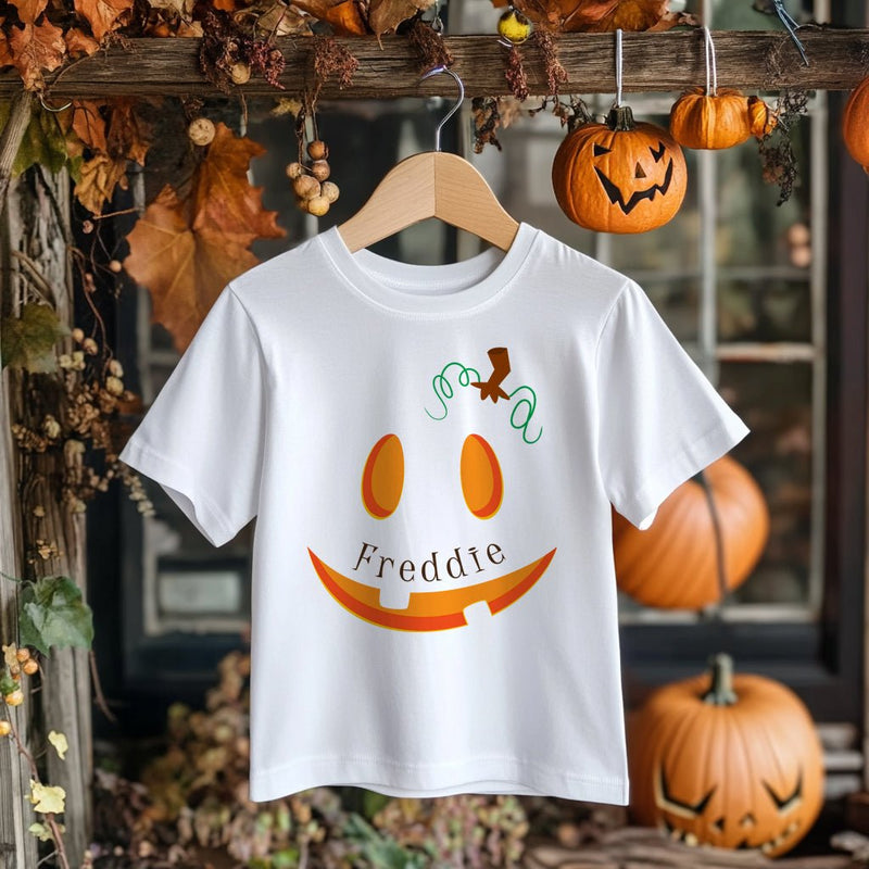 Halloween Pumpkin Personalised Toddler & Kids T Shirt - Little Lili Store