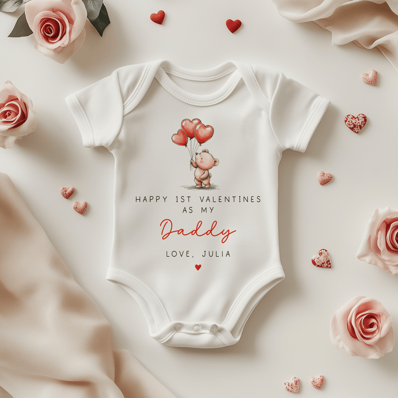 Happy 1st Valentines As My Daddy Personalised Baby Bodysuit - Little Lili Store