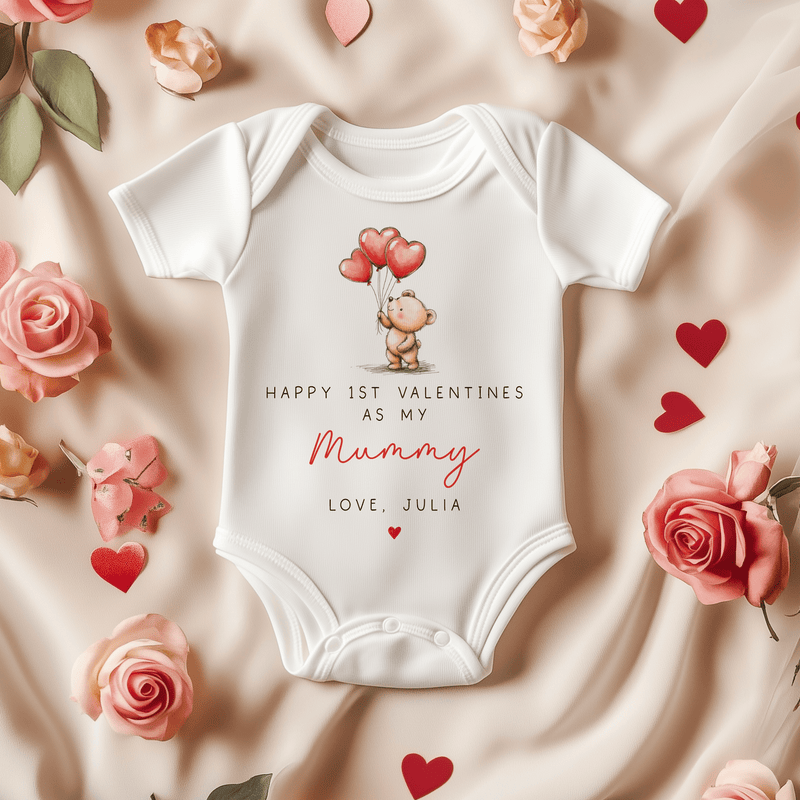 Happy 1st Valentines As My Mummy Personalised Baby Bodysuit - Little Lili Store