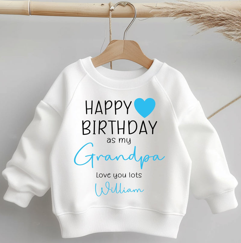 Happy Birthday As My Grandpa Blue Personalised Toddler & Kids Sweatshirt - Little Lili Store