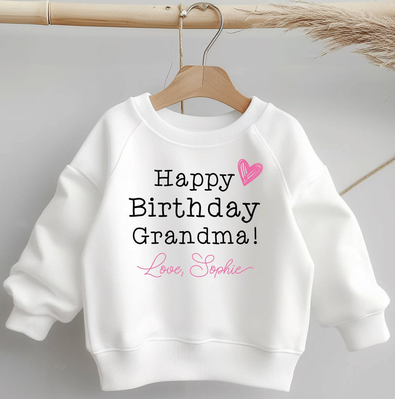 Happy Birthday Grandma Girl Heart Personalised Gift Toddler & Kids Sweatshirt - Little Lili Store