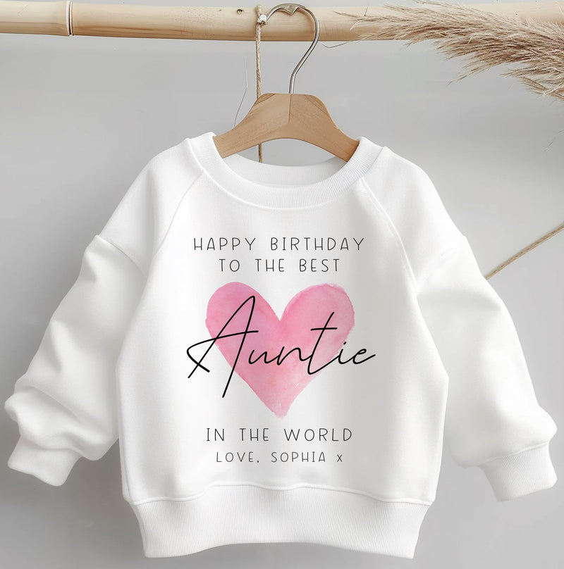 Happy Birthday The Best Auntie Red Heart Personalised Toddler & Kids Sweatshirt - Little Lili Store