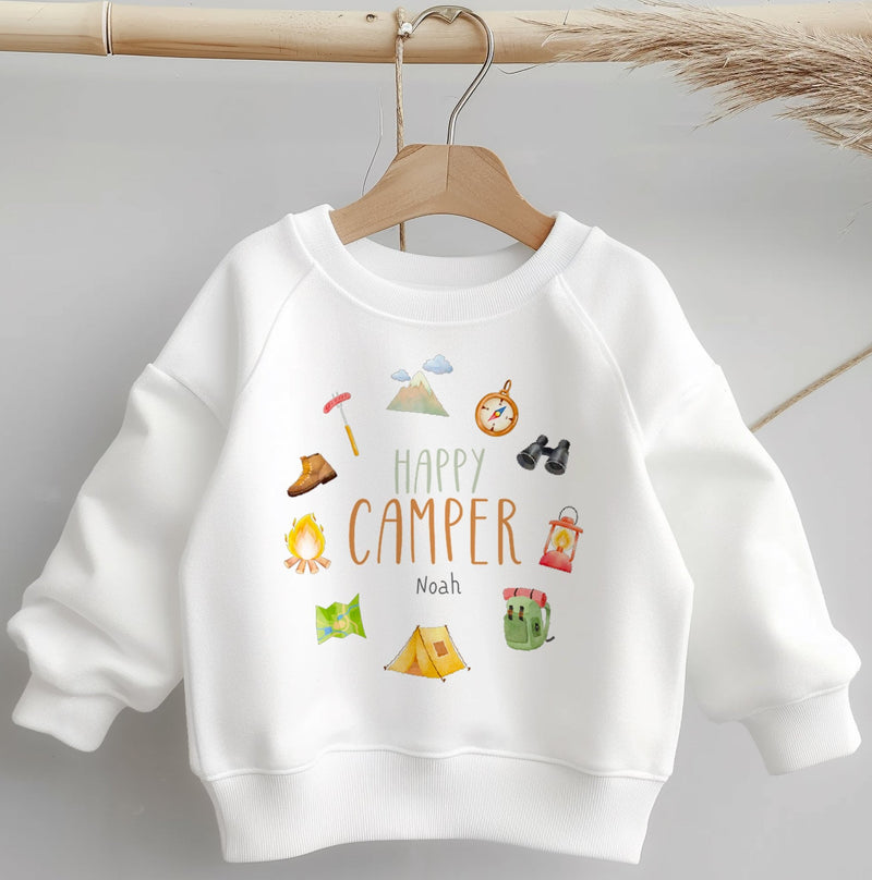 Happy Camper Personalised Name Toddler & Kids Sweatshirt - Little Lili Store