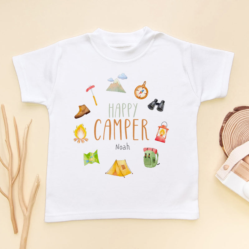 Happy Camper Personalised Name Toddler & Kids T Shirt - Little Lili Store