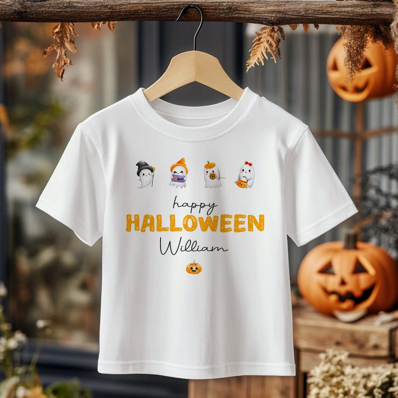 Happy Halloween Ghosts Personalised Toddler & Kids T Shirt - Little Lili Store