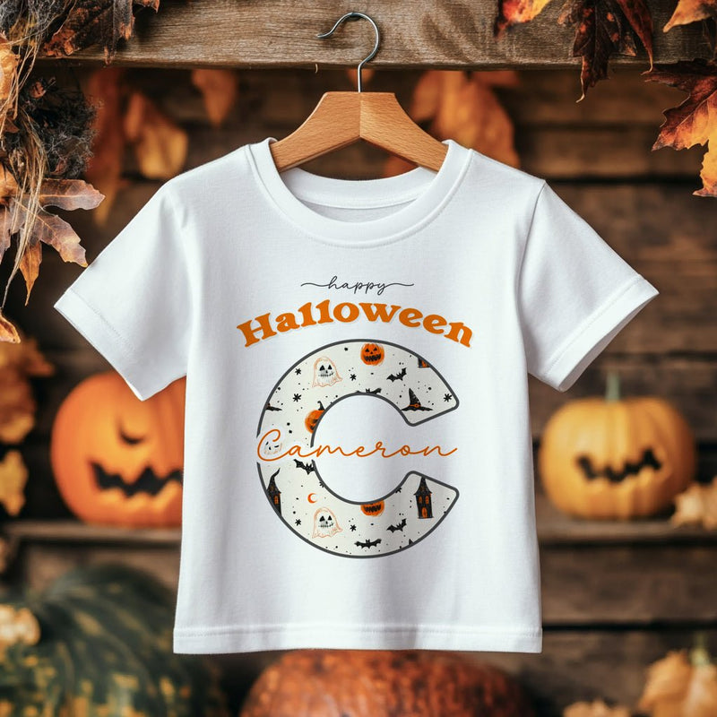 Happy Halloween Theme Pattern Personalised Toddler & Kids T Shirt - Little Lili Store