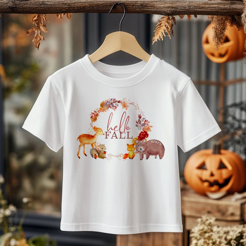 Hello Fall Animals Toddler & Kids T Shirt - Little Lili Store