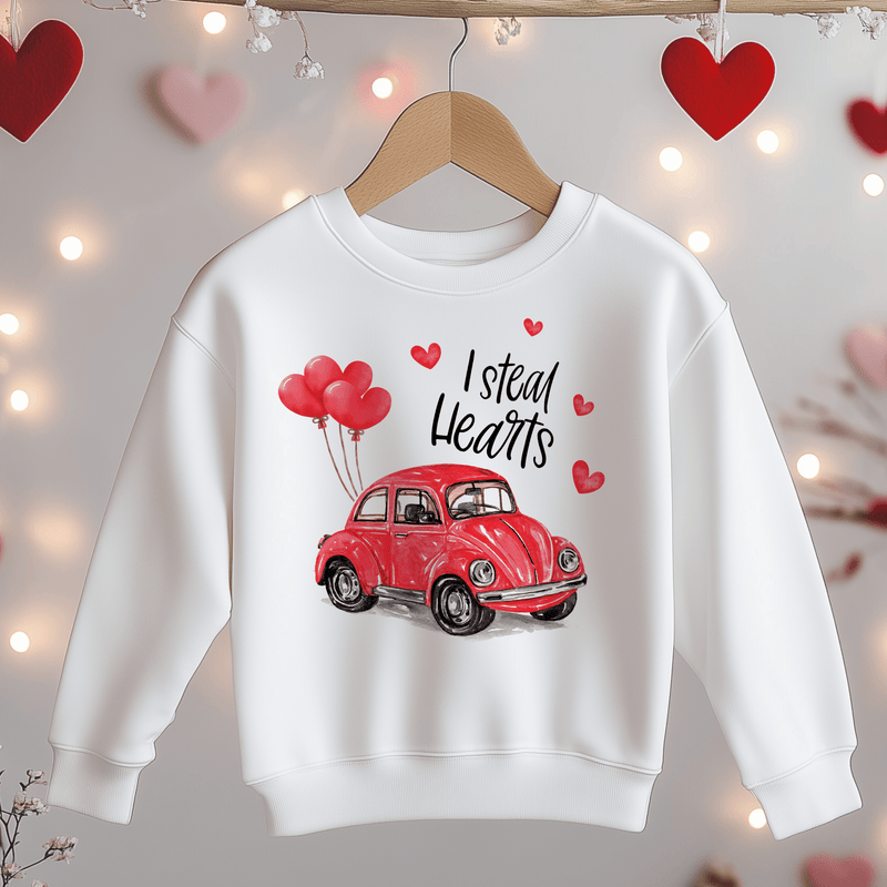 I Steal Hearts Valentines Car Toddler & Kids Sweatshirt - Little Lili Store