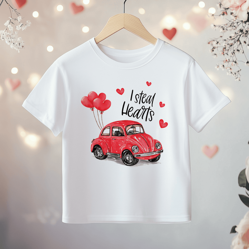 I Steal Hearts Valentines Car Toddler & Kids T Shirt - Little Lili Store