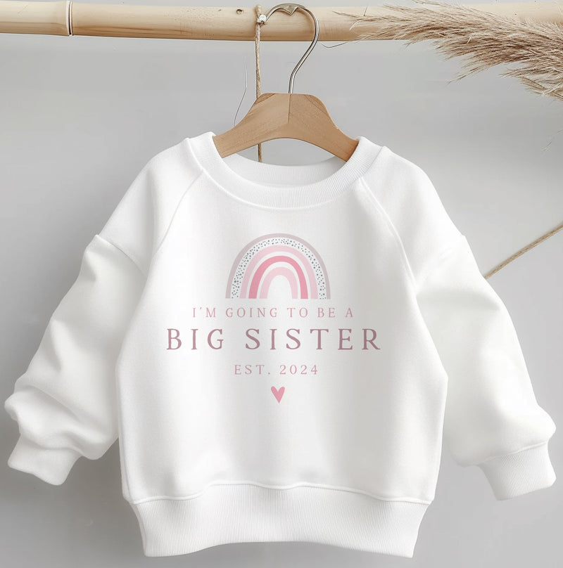 I'm Going To Be A Big Sister Pink Rainbow Personalised Toddler & Kids Sweatshirt - Little Lili Store