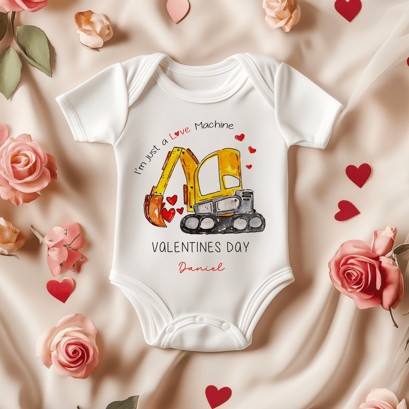 I'm Just a Love Machine Valentines Personalised Baby Bodysuit - Little Lili Store