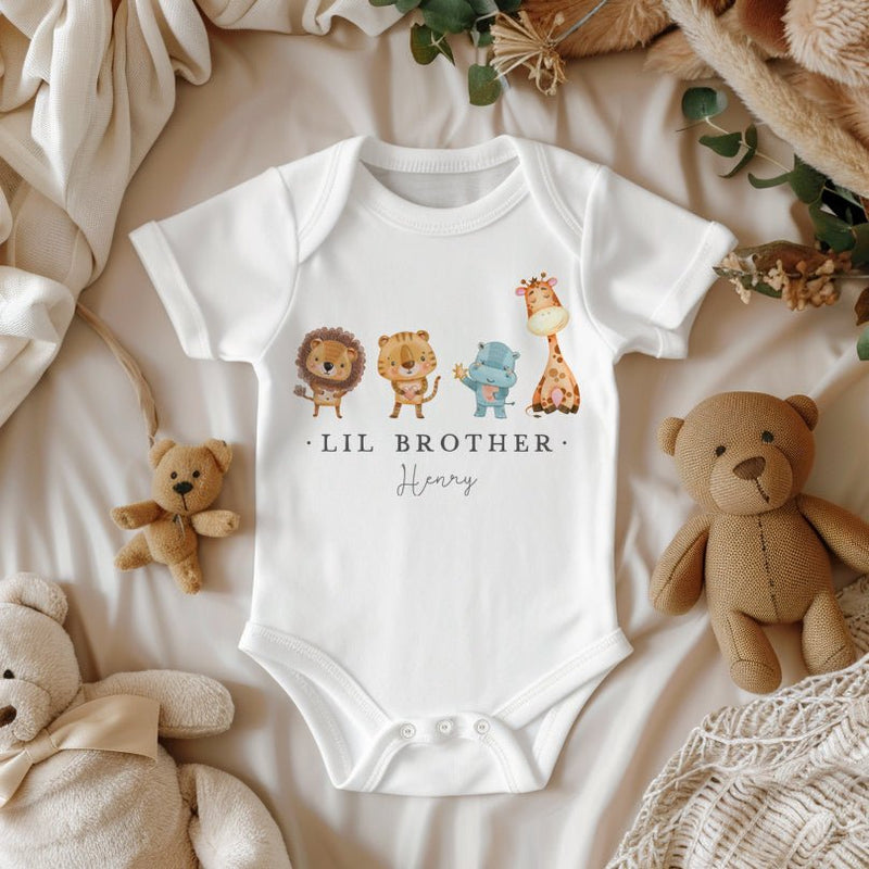 Lil Brother Safari Animals Personalised Baby Bodysuit - Little Lili Store