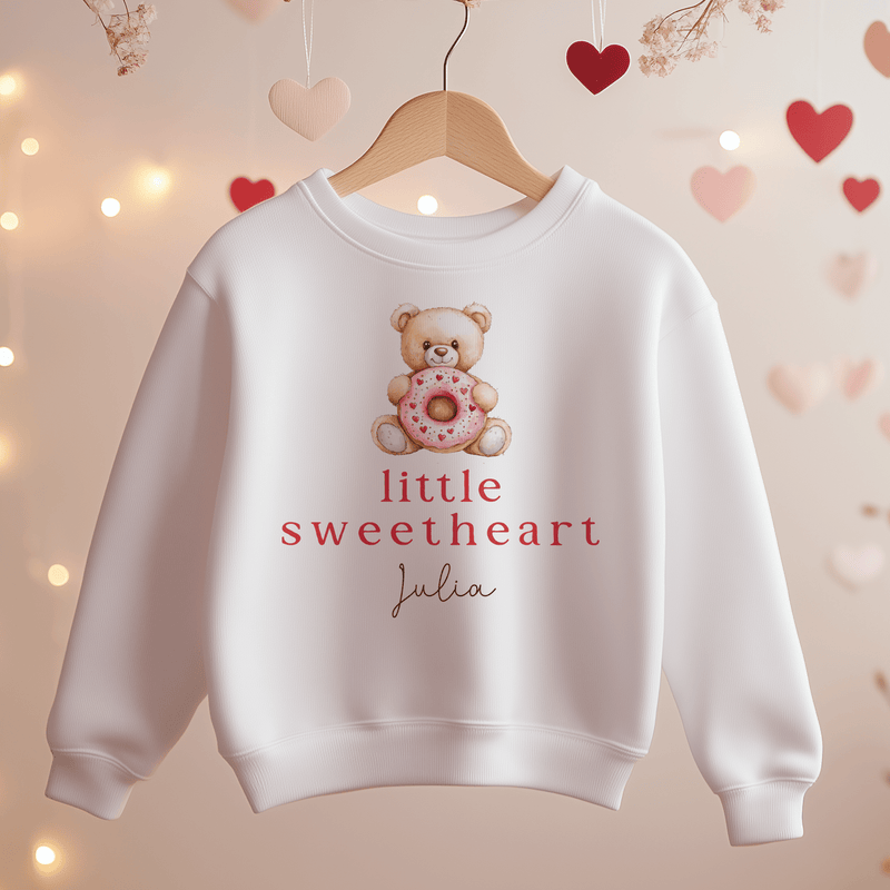 Little Sweetheart Valentines Donut Personalised Toddler & Kids Sweatshirt - Little Lili Store